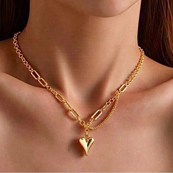 Retro Jez Heart Chain Pendant Necklace - Picture 3 of 4